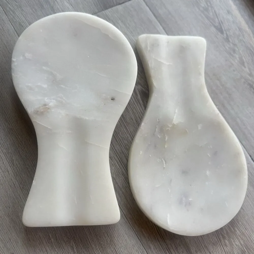 Set of 2 White Marble Chopstick Rest Spoon Holder Sushi Tableware Set India 8.5